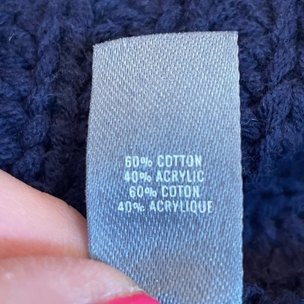 Aerie Chunky Cable Knit Lace Up Blue Sweater Size Small